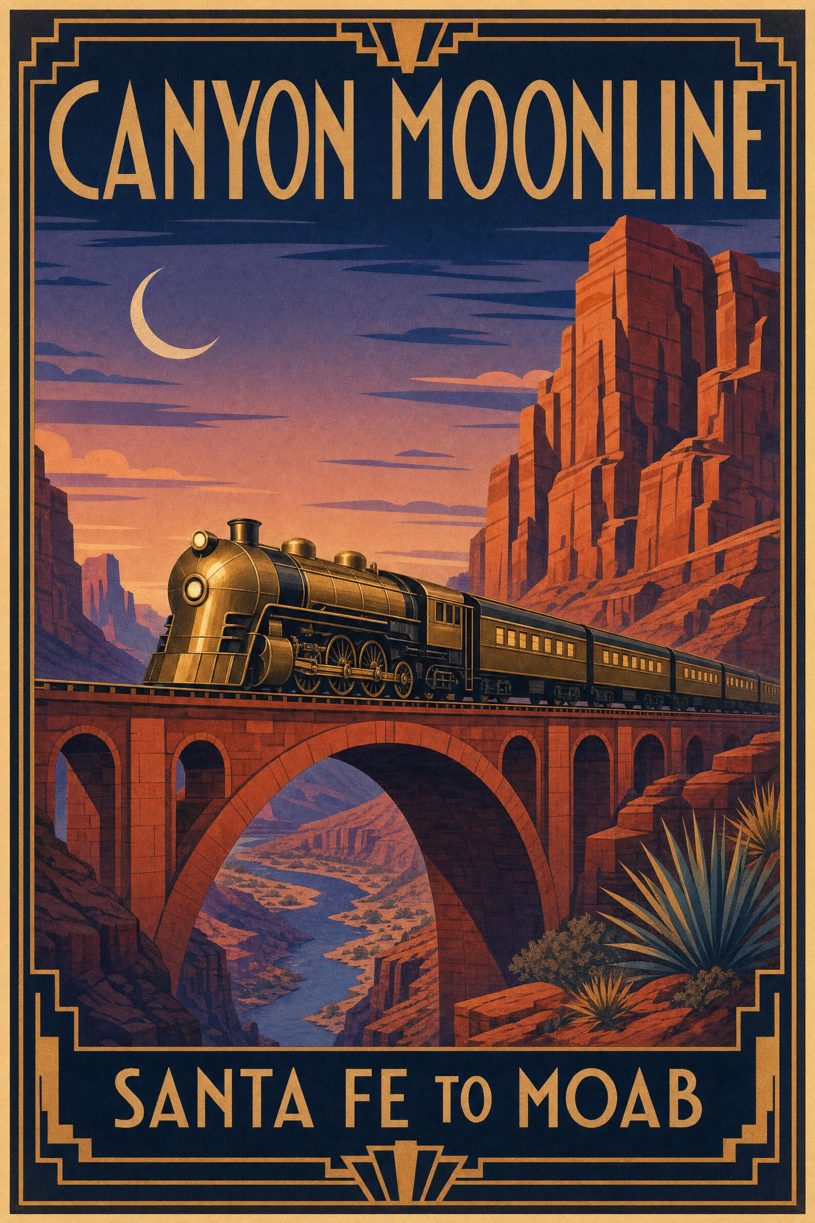Canyon Moonline Art Deco train poster