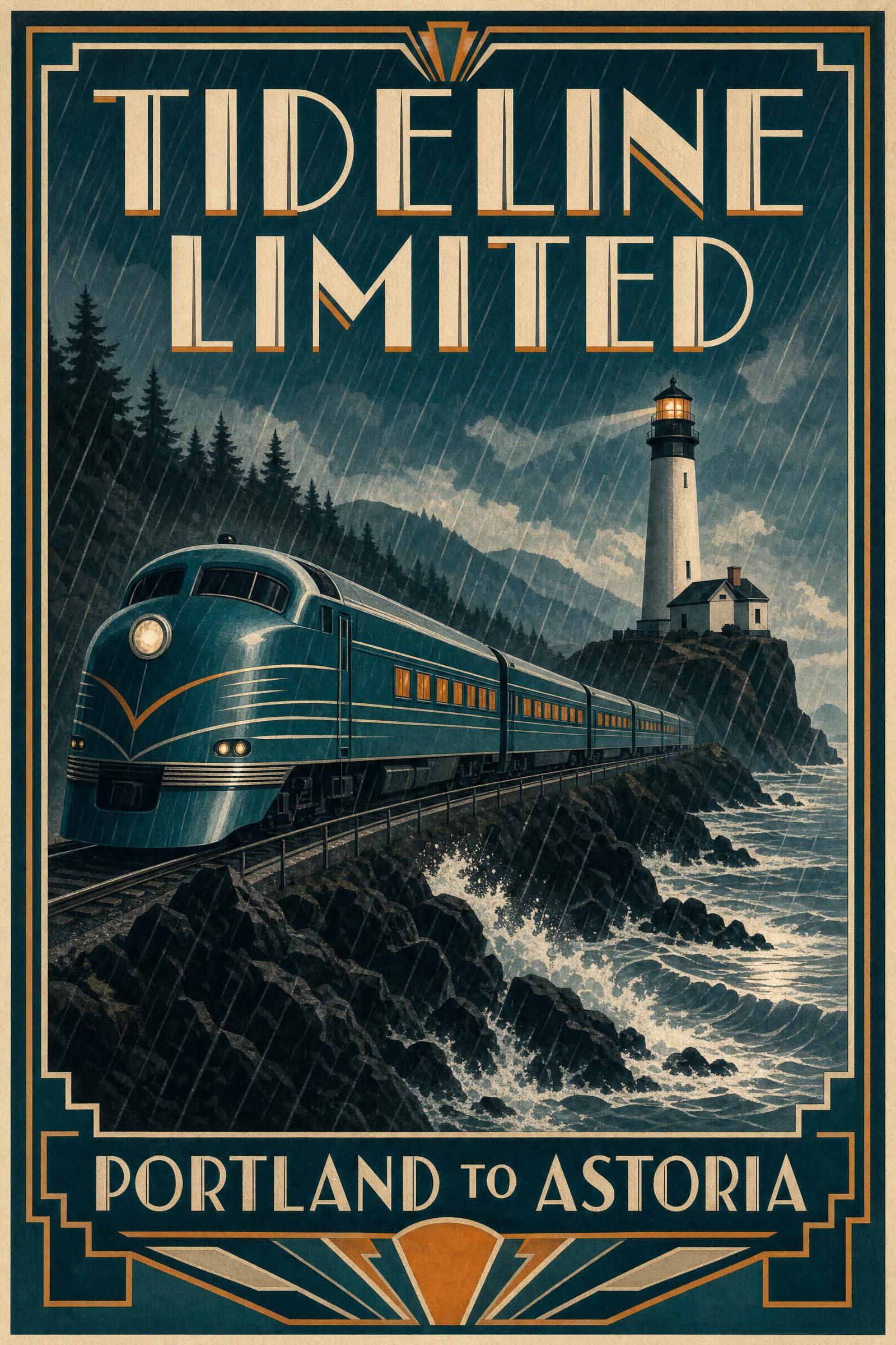 Tideline Limited coastal Art Deco train poster