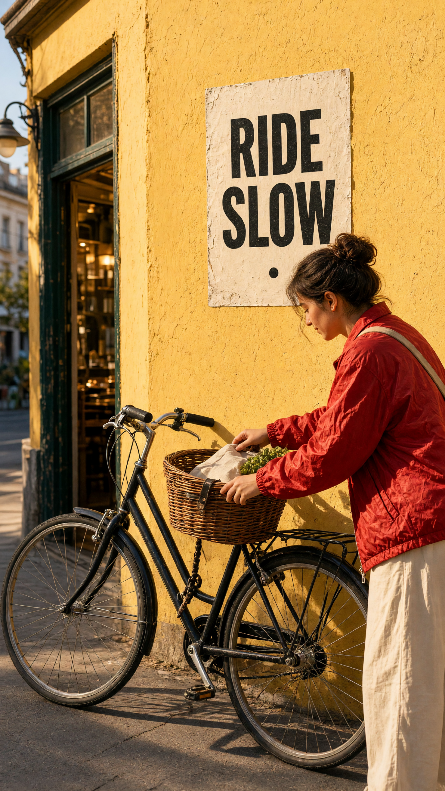 Sunlit Bicycle Poster Grok Imagine Image V2 Prompt with Ride Slow wall poster