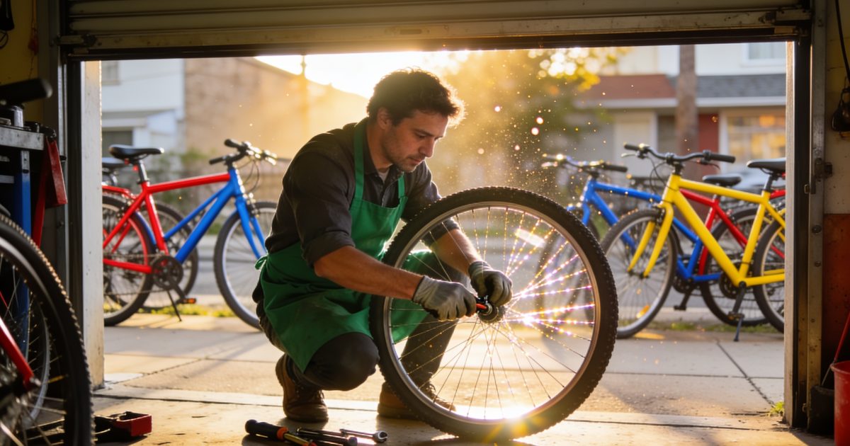 Bicycle Workshop Sora 2 Prompt