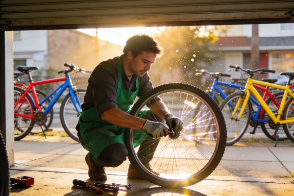 Bicycle Workshop Sora 2 Prompt