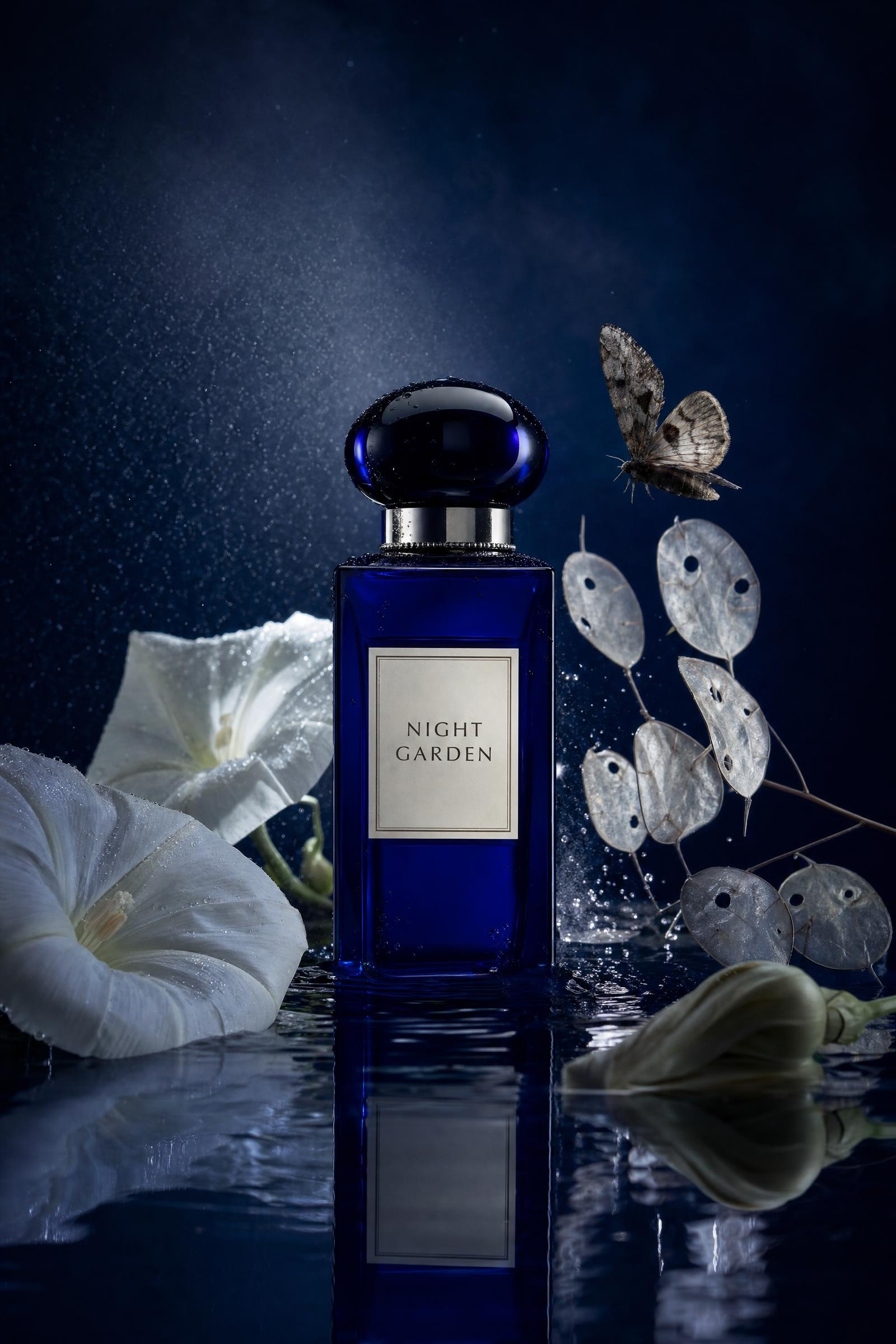 Night garden perfume image created with GPT Image 2