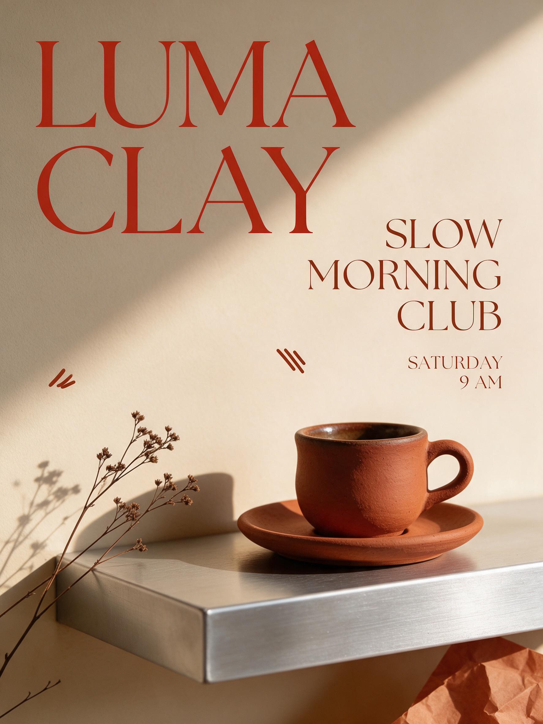 terracotta coffee poster with ceramic cup