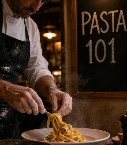 Chalkboard Pasta Lesson Sora 2 Prompt