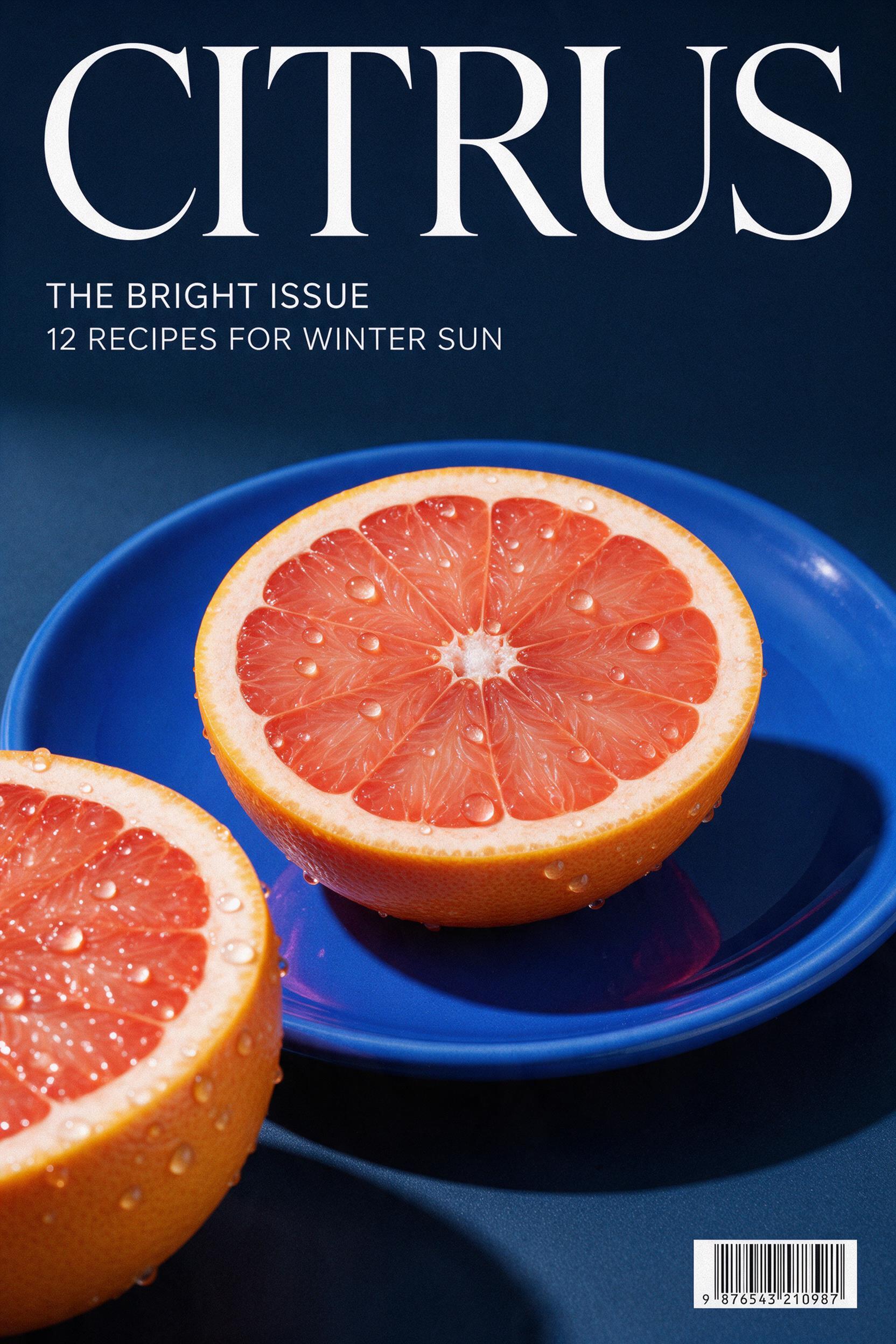 Citrus Magazine Cover Seedream 5.0 Pro Prompt with grapefruit editorial layout