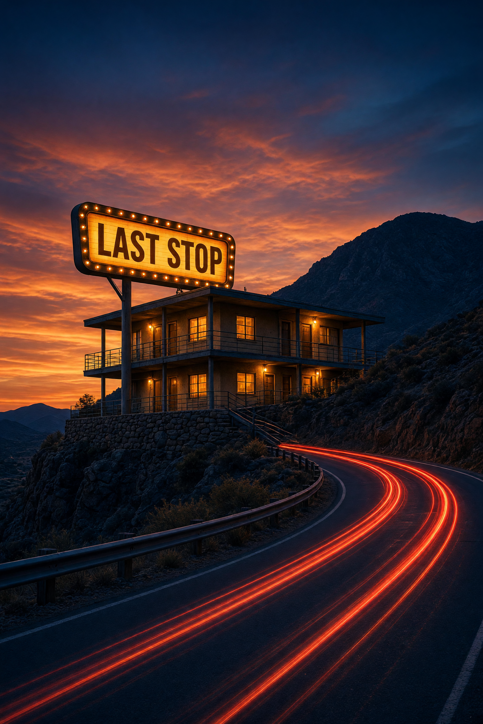 Desert motel marquee prompt output
