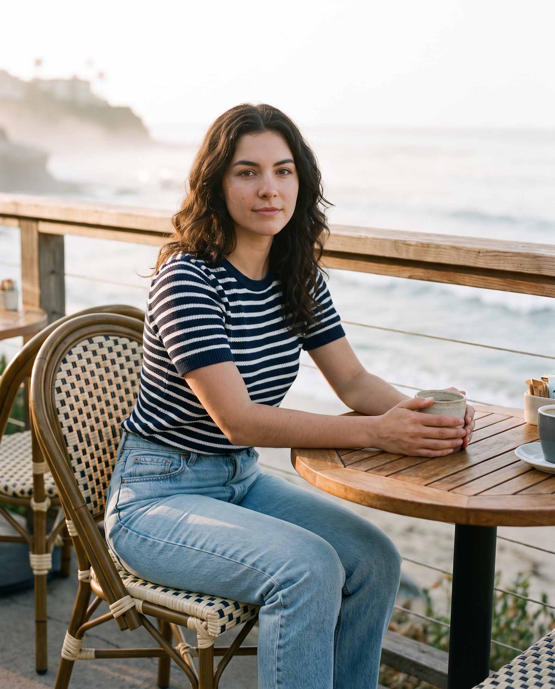 Gemini AI photo editing variation at a coastal cafe