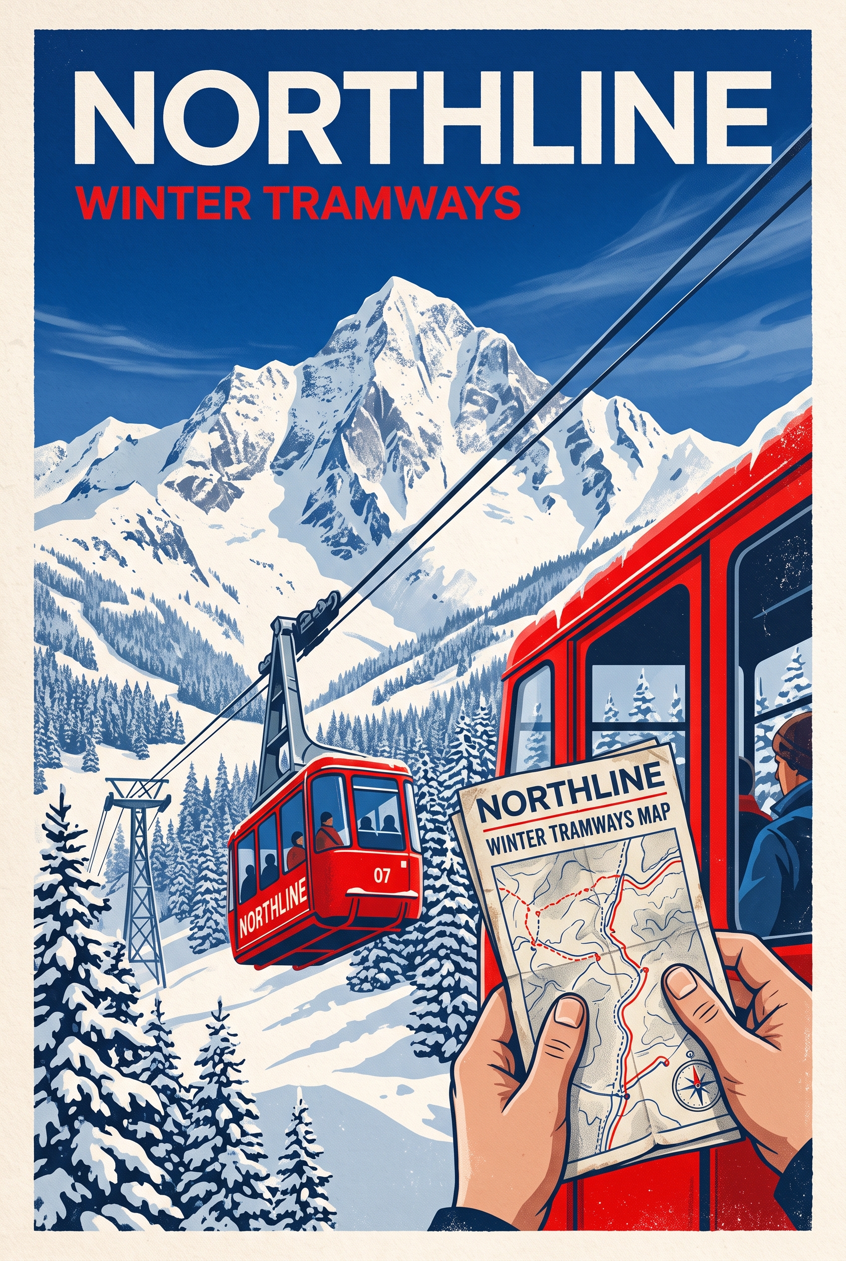 Northline winter tram poster variation