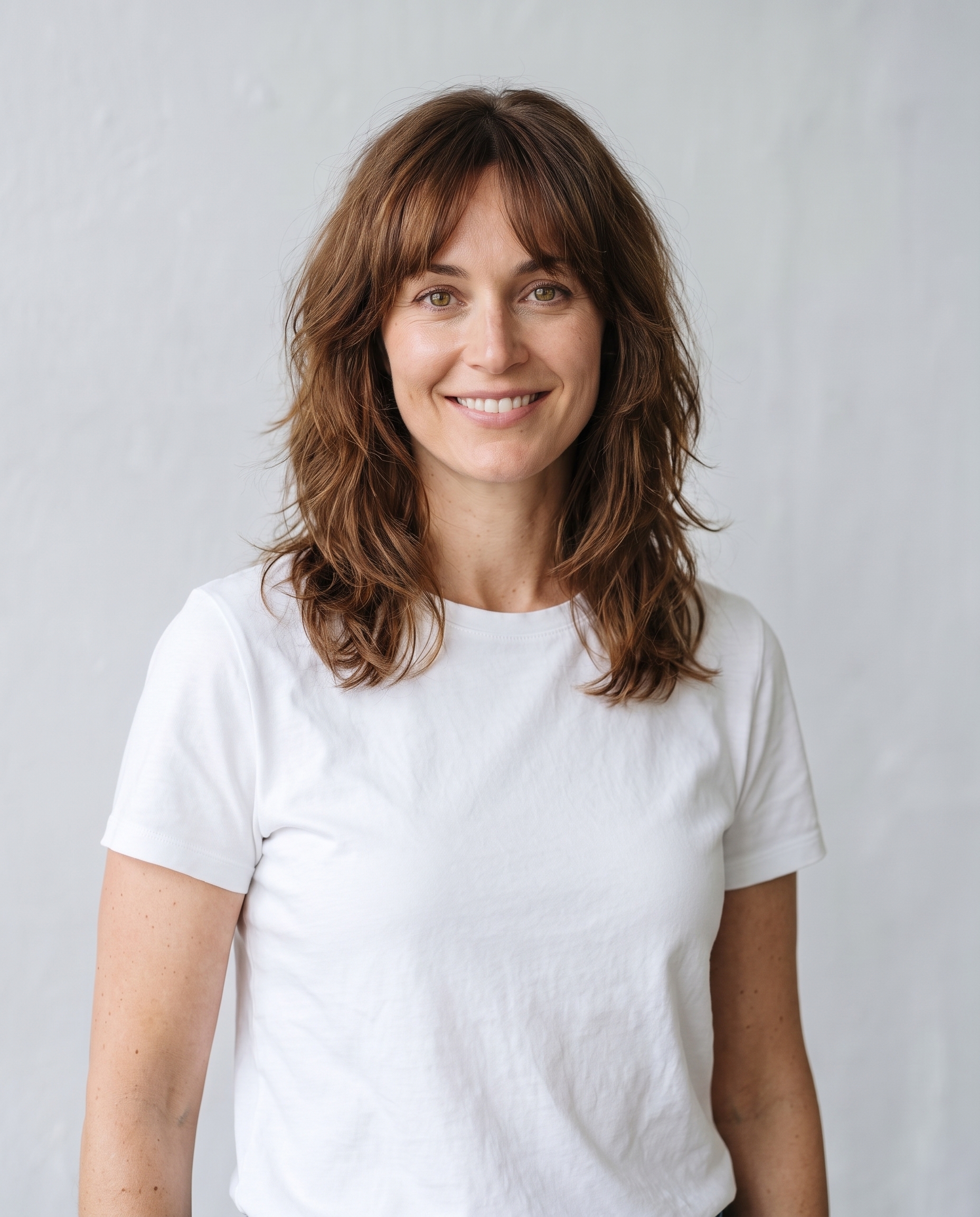 Brunette shag hairstyle variation from a Gemini AI photo edit
