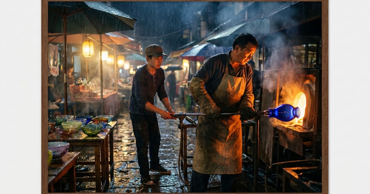 Glassblower Market Seedance 2.0 Prompt