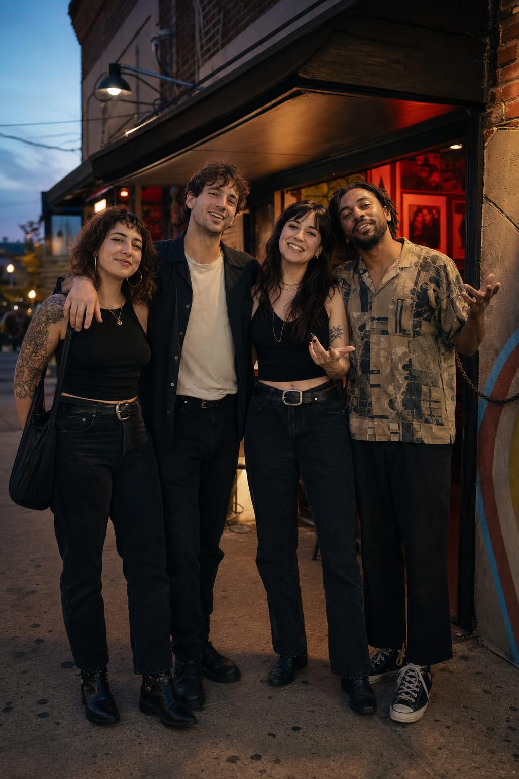 Original fictional group portrait used before the Indie Band Poster Gemini AI Photo Prompt edit