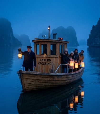 Lantern Ferry Crossing Grok Imagine Video 1.5 Prompt