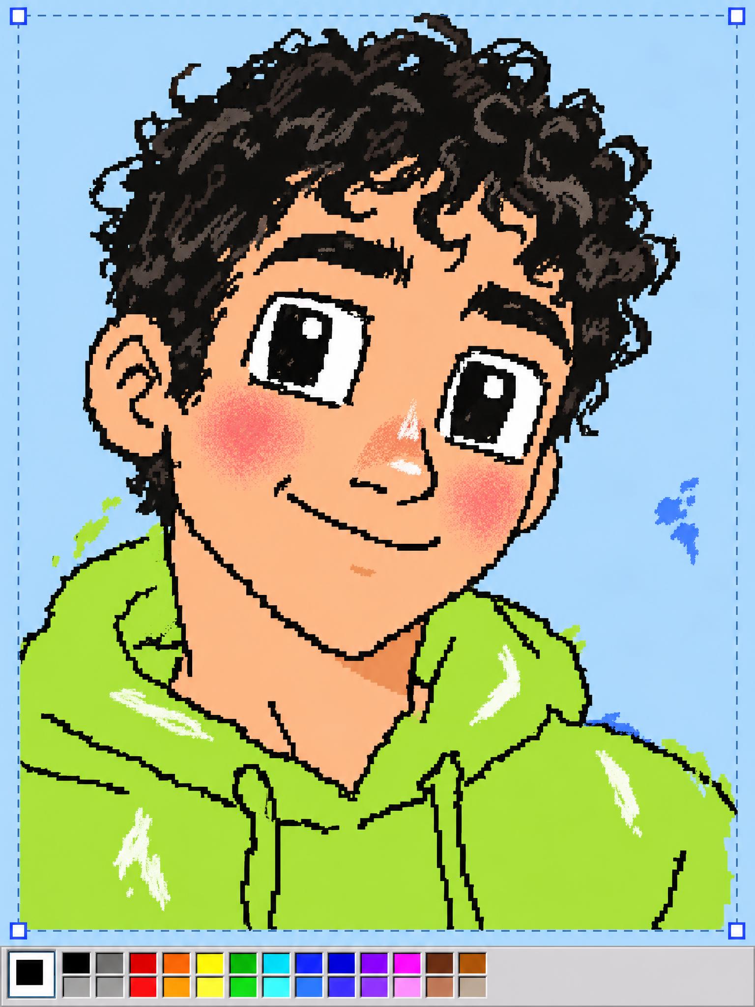 Fictional selfie recreated as crude MS Paint mouse art