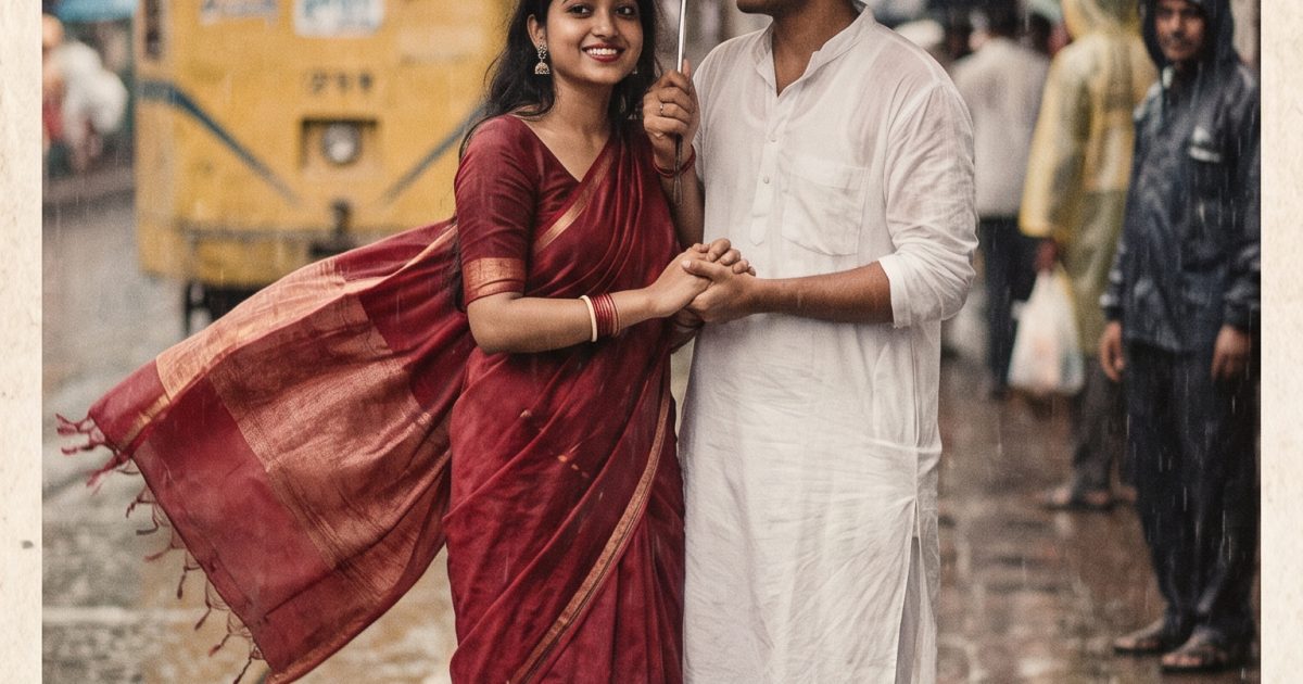 monsoon saree portrait nano banana pro prompt sample