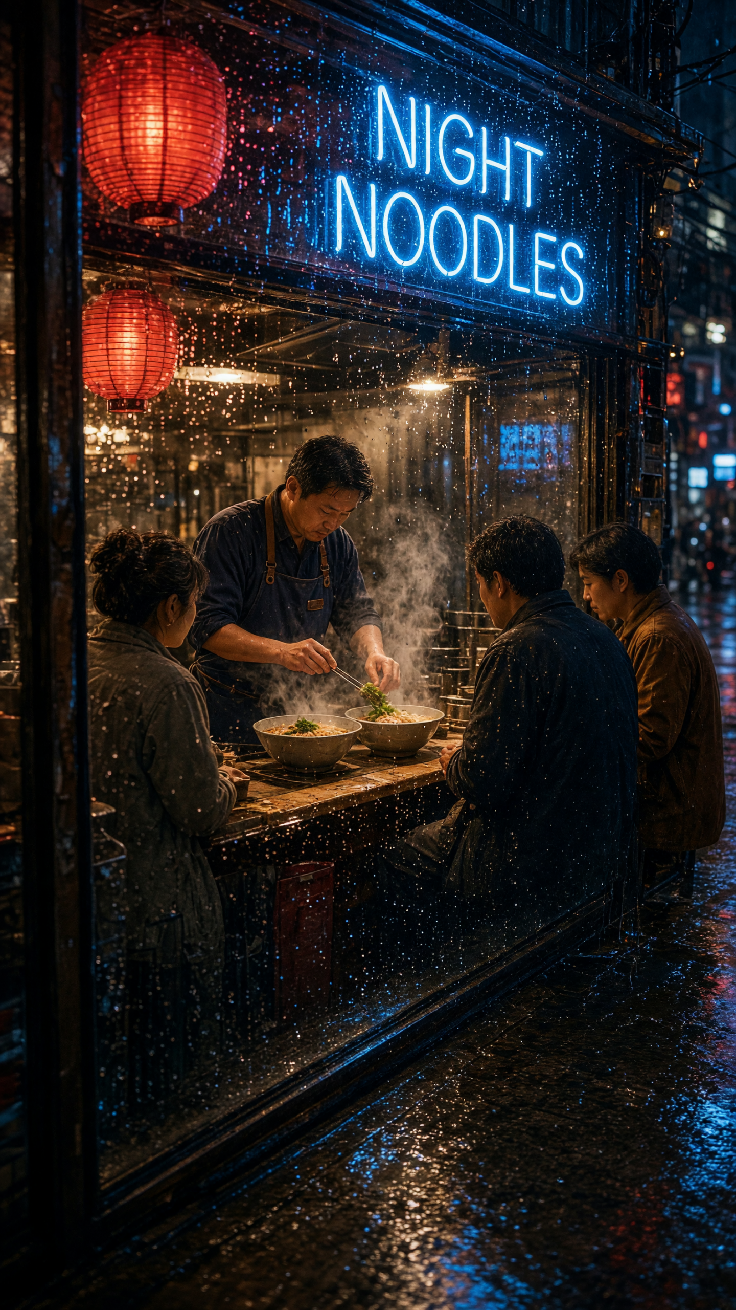 Neon Ramen Window Grok Imagine Video 1.5 prompt input frame