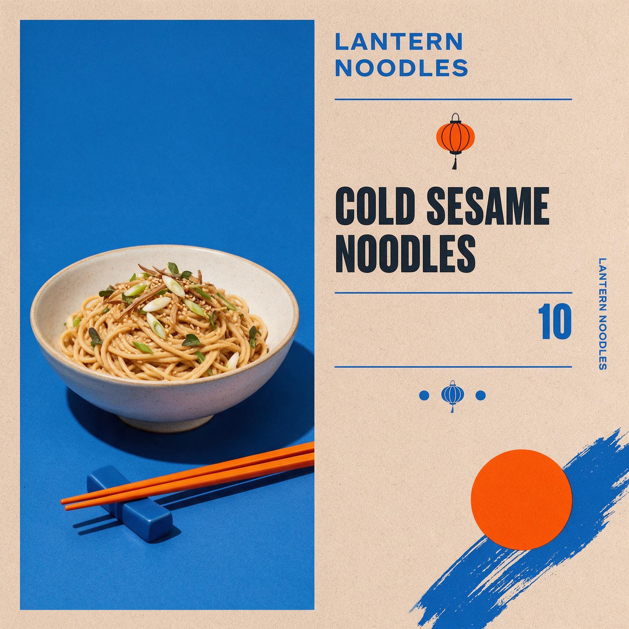 Square cold sesame noodle menu card