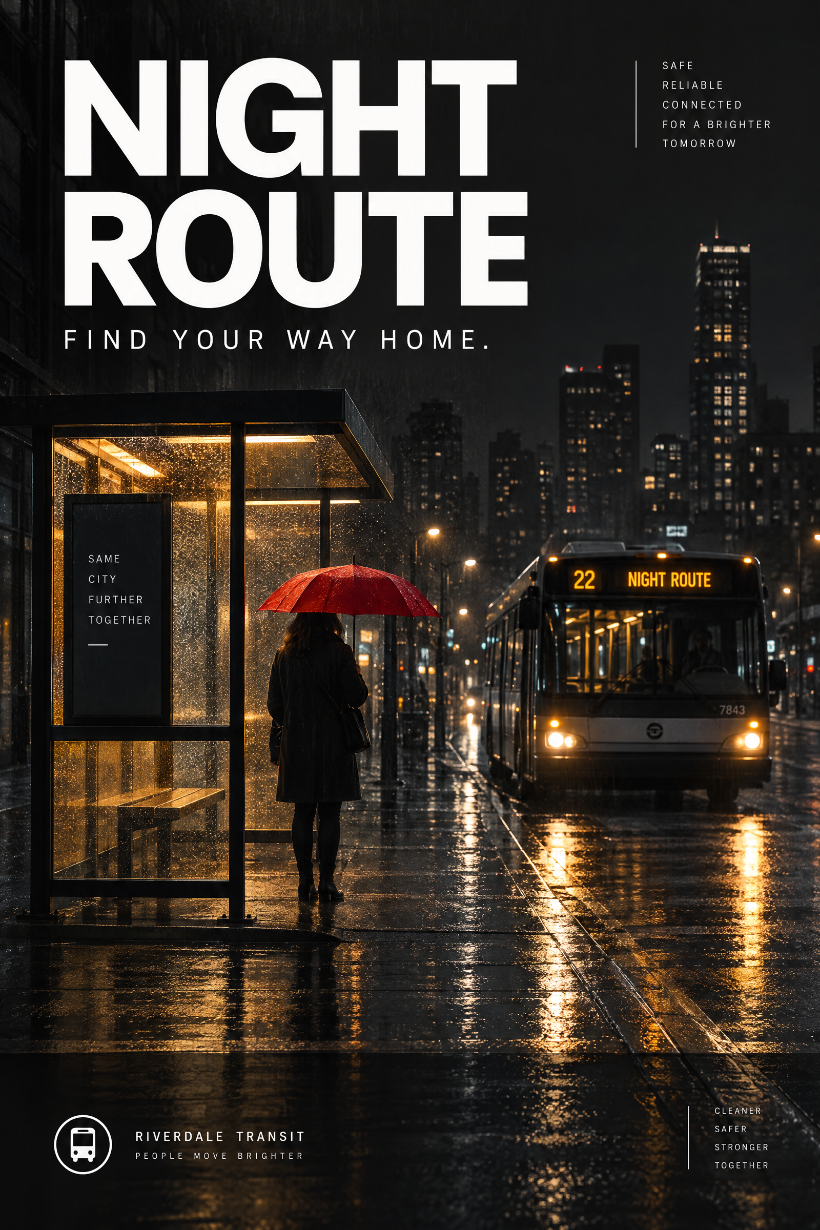 Minimal Night Route transit campaign poster