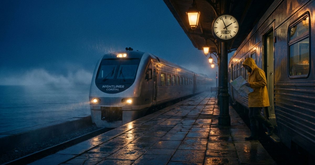 Night Train Arrival Sora 2 Prompt