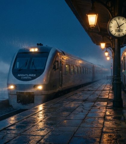 Night Train Arrival Sora 2 Prompt