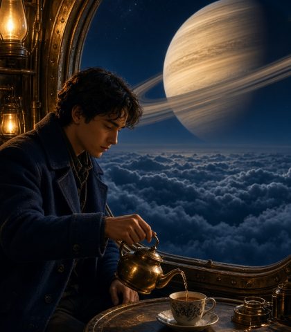 Orbiting Tea Room Grok Imagine Video 1.5 Prompt