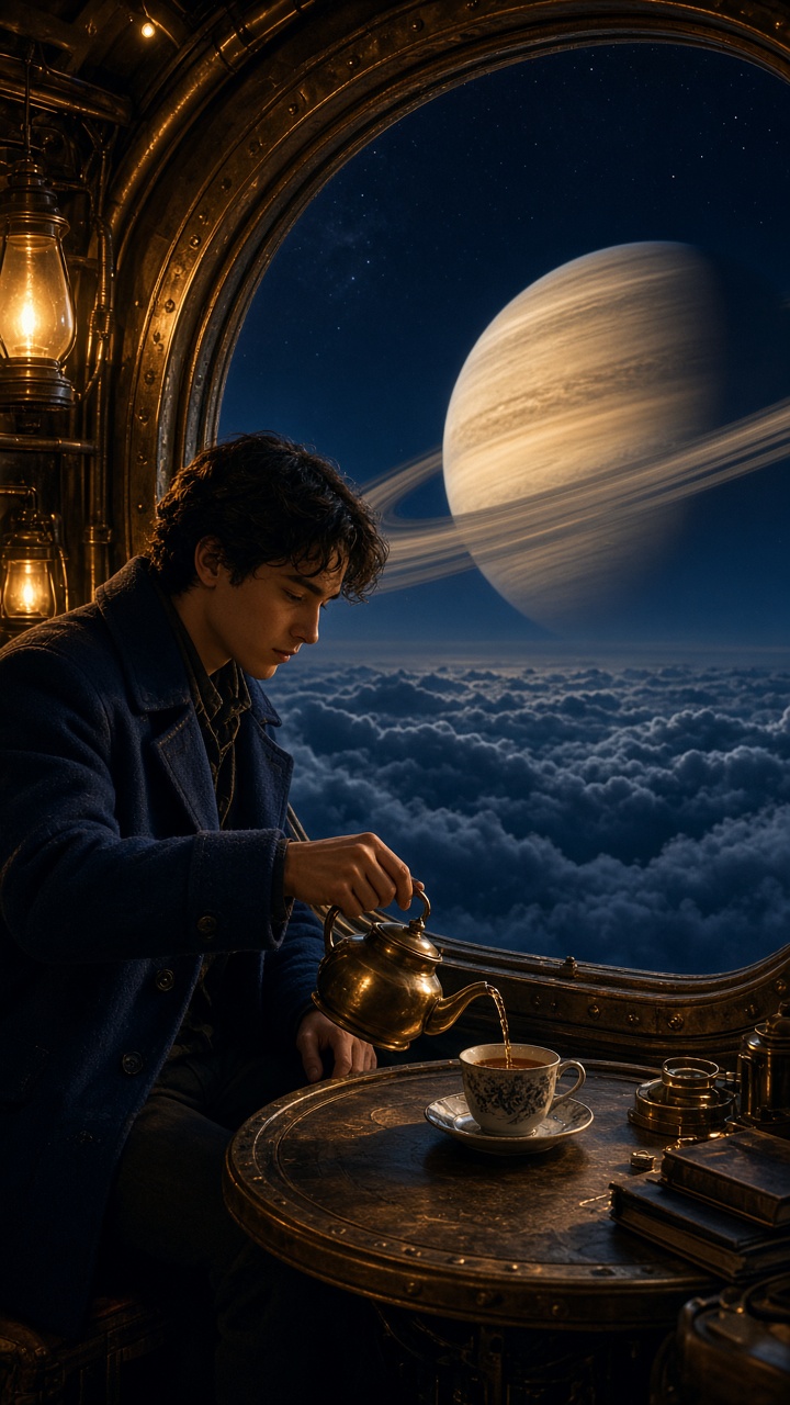 Orbiting tea room Grok Imagine Video 1.5 prompt input frame