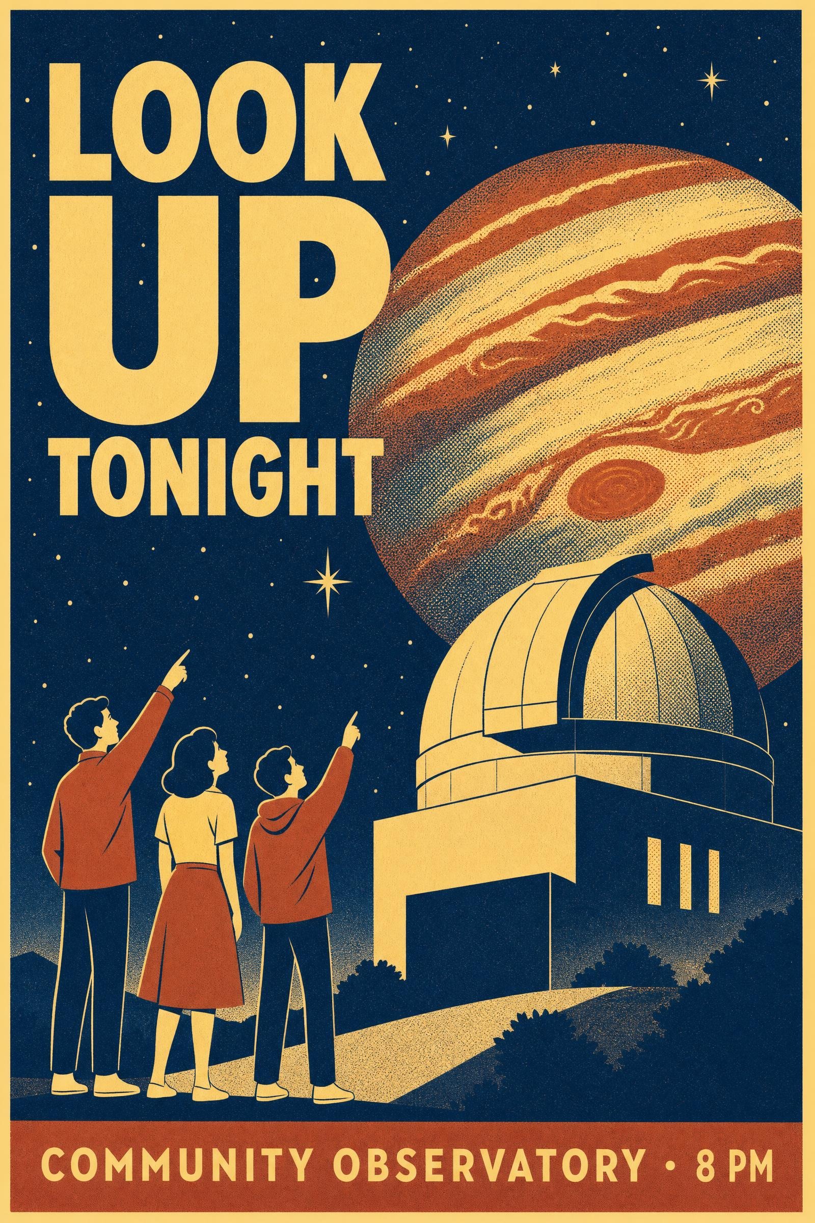 Mid century Look Up Tonight astronomy poster