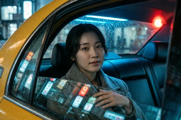 Rain Taxi Portrait Wan 2.7 Image Pro Prompt