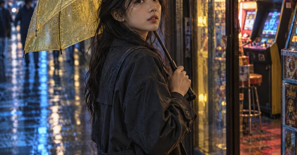Rainy Arcade Portrait GPT Image 2.5 Prompt