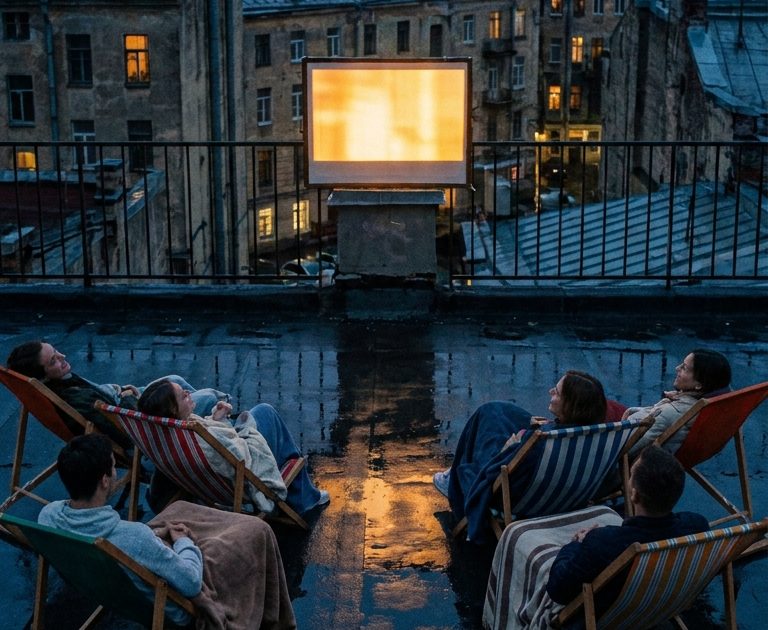 Rooftop Cinema Kling 3.0 Prompt