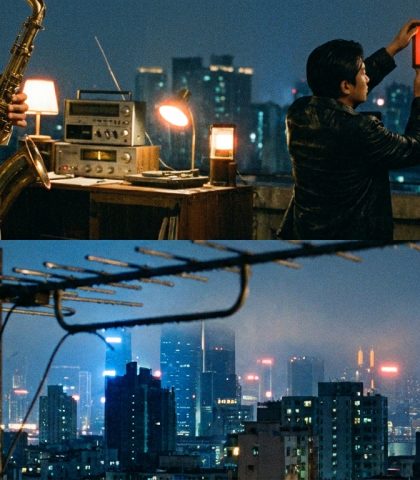 Rooftop Jazz Broadcast Sora 2 Prompt