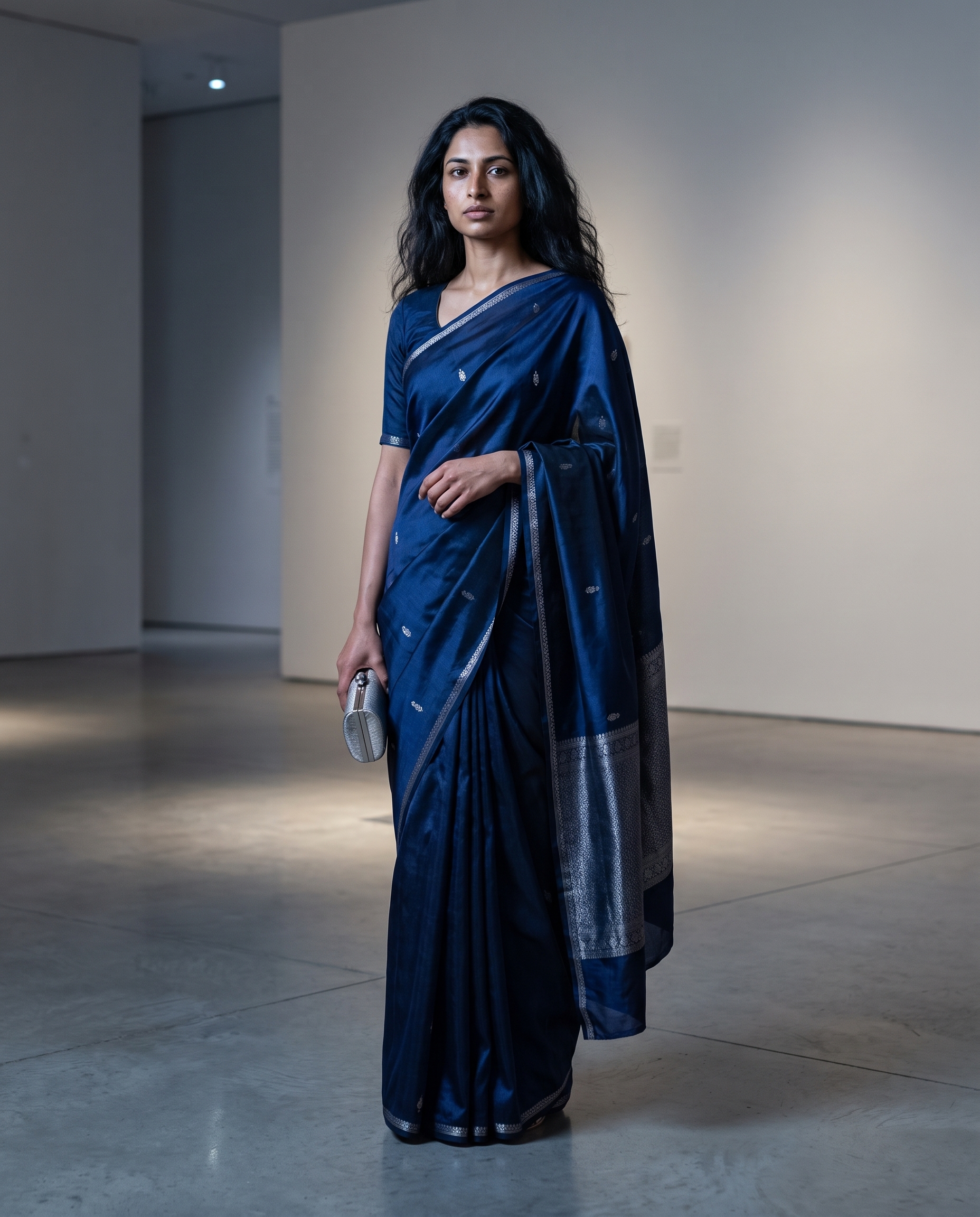 Midnight blue saree variation
