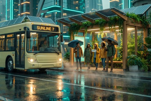 Solarpunk Bus Stop Wan 2.7 Prompt
