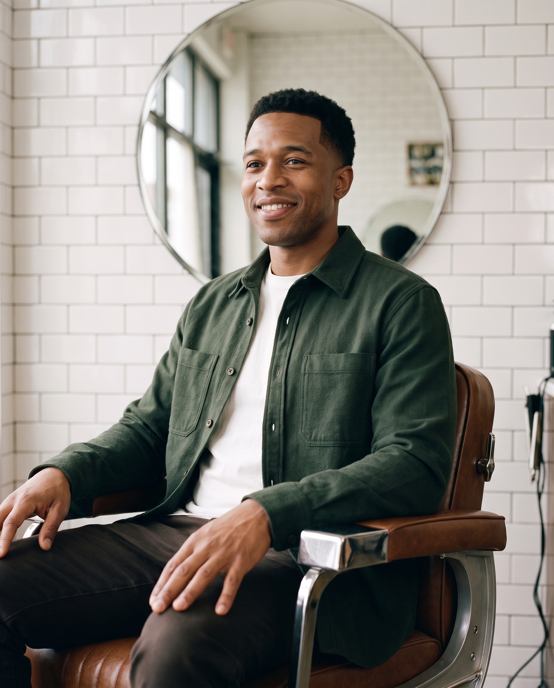 Gemini AI photo editing variation in a modern barbershop