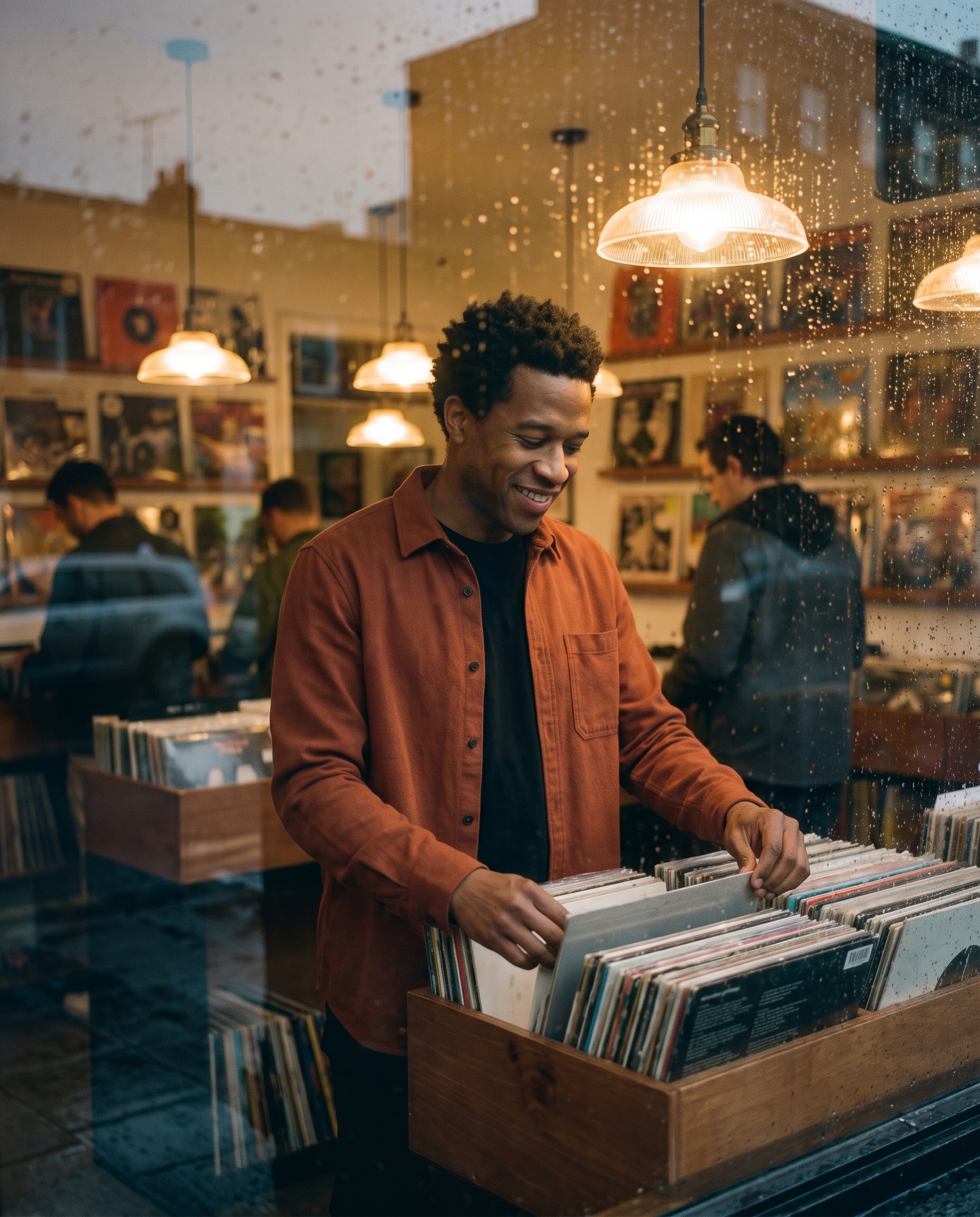 Gemini AI photo editing variation in a record shop