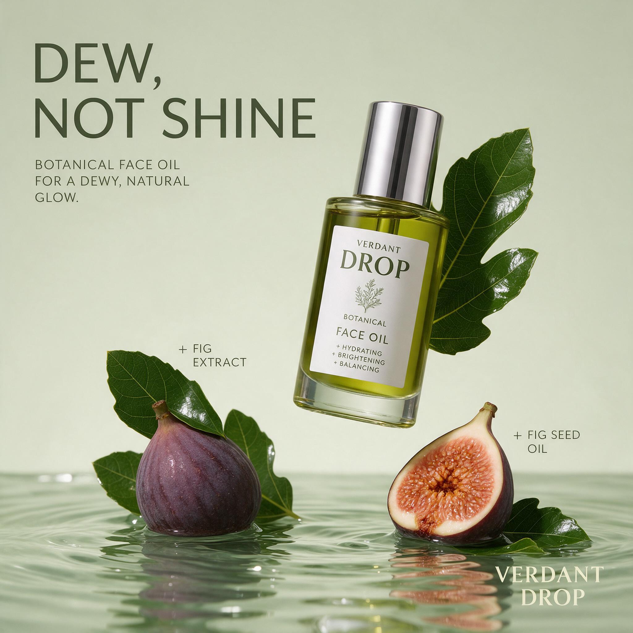 Square botanical face oil social campaign